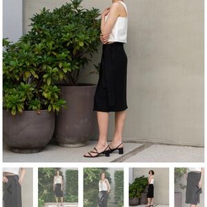 Vintage classic linen wrap midi skirt